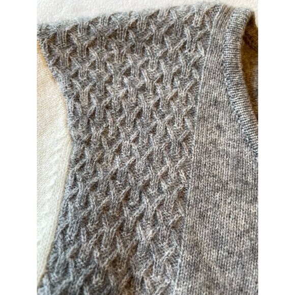 Cashmere Women's Soft Knit Peplum Sweater Gray & Cream Y2K Preppy Academia M - Picture 6 of 8